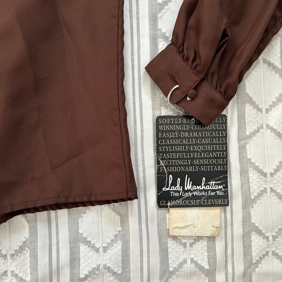 Vintage Lady Manhattan Sheer Brown Blouse NOS Deadstock Sz 10 M - Picture 11 of 13